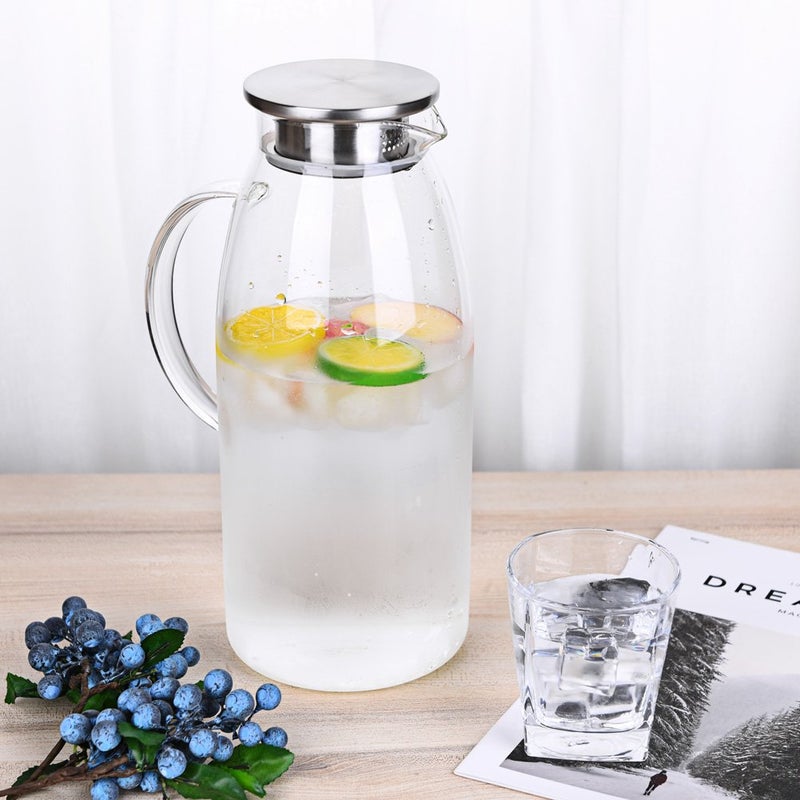 Purefold 100 Ounces Large Glass Pitcher with Lid, Hot/Cold Water Pitcher with Handle, Juice and Iced Tea Beverage Carafe - Image 3